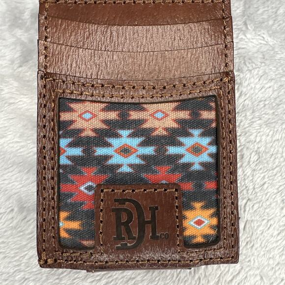 Red Dirt Hat Co Front Pocket Wallet Card Holder Magnetic Clip Aztec Leather - Picture 2 of 9